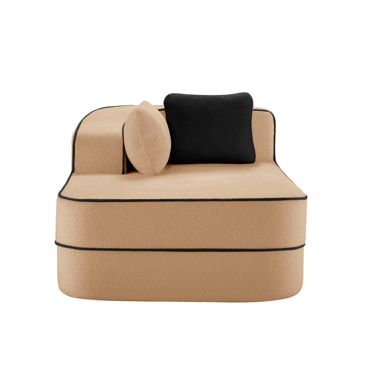 Elysees Left Chaise Sofa With Pillows Teddy Fabric - Camel