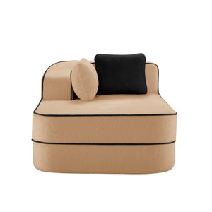 Elysees Left Chaise Sofa With Pillows Teddy Fabric - Camel