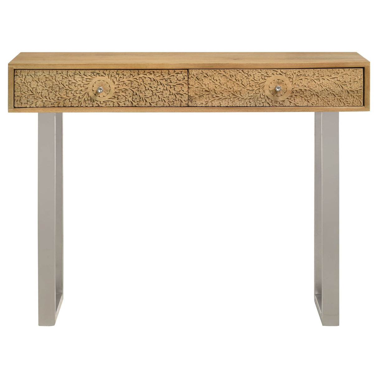 Harmony - 2 Drawer Table With Sled Base In Tones Accents - Natural
