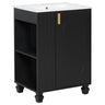 Classic Retro Bathroom Vanity With Sink, Door Shelf, Side Open Storage Frame