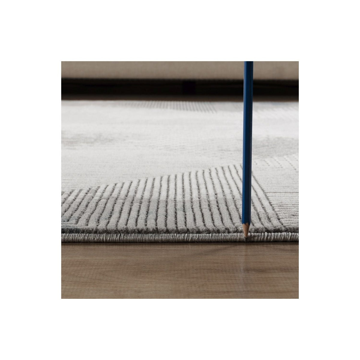 Geometric 3D Area Rug with Layered Texture - Gray/Ivory