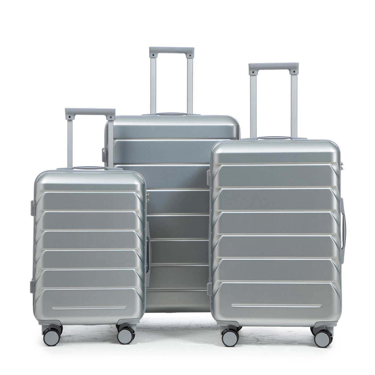 3-Piece ABS Spinner Wheel Luggage Set with Combination Lock - Silver