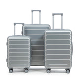 3-Piece ABS Spinner Wheel Luggage Set with Combination Lock - Silver