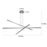 48" Modern LED Chandelier - Geometric 3-Arm Design