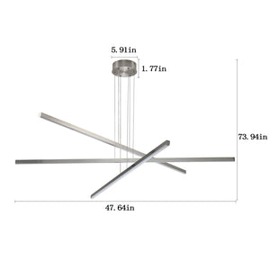 48" Modern LED Chandelier - Geometric 3-Arm Design