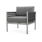 Hargrove Club Chair Stylish Aluminum Frame Braided Rope Sofa Silver Grey