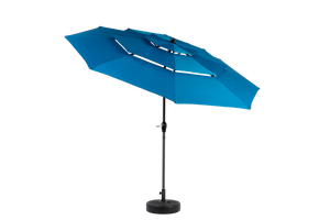 Aluminium 10ft 3 Tier Auto-Tilt Outdoor Patio Umbrella - Dark Blue