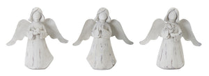 Praying angel figurine with metal wings (set of 6)