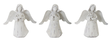 Praying angel figurine with metal wings (set of 6)