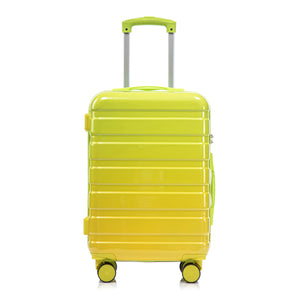 2-Piece Polycarbonate Spinner Wheel Luggage Set with Lock - Green & Yellow