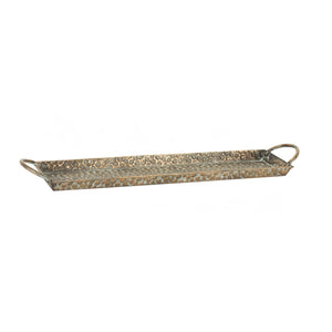 Hammered Metal Tray with Washed Finish and Handles (Set of 3)