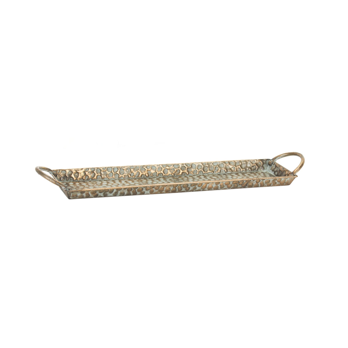 Hammered Metal Tray with Washed Finish and Handles (Set of 3)
