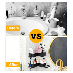 2-Pack Drill-Free Adhesive Corner Shower Caddy Organizer