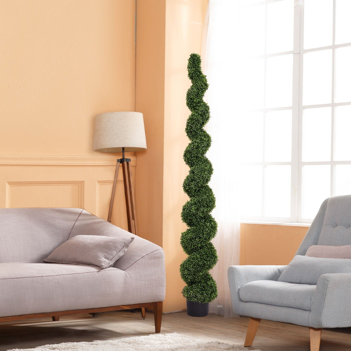 Artificial Outdoor UV Resistant Plastic Boxwood Topiary Spiral Tree