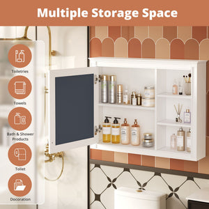 Wall Mounted Medicine Cabinet With Mirror, Adjustable Shelf - White
