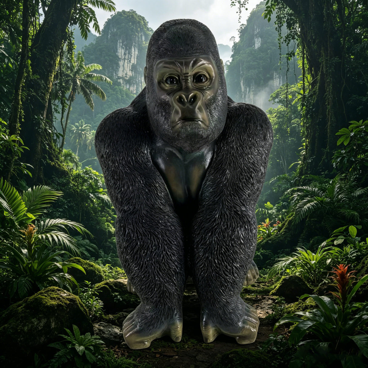 Realistic Silverback Gorilla Figurine