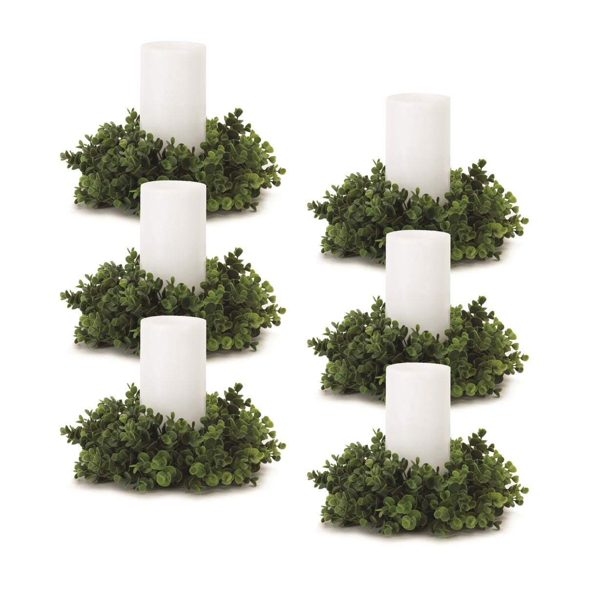 Eucalyptus-foliage-candle-ring-(set-of-6)-Candles