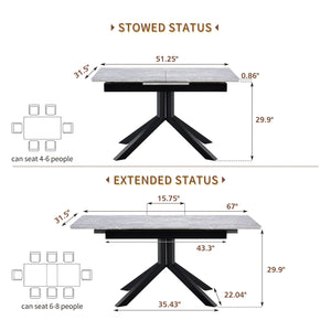 Rectangular Dining Table With Geometric Legs For Dining Room - Light Gray
