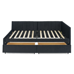 Upholstered Tufted Daybed Frame With Storage Drawers
