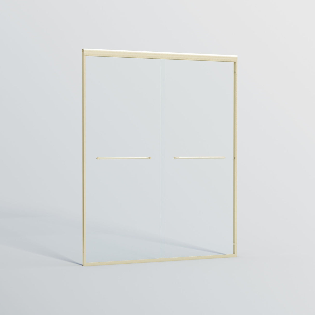 Double Sliding Shower Door, Semi-Frameless Bypass Bathroom Sliding Door With 1/4" (6 Mm) Tempered Glass For Walk-In Shower