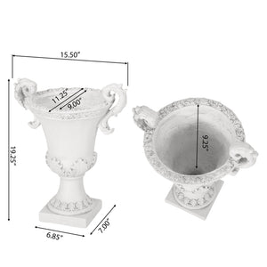 Roman Style Garden Urn Planter - Antique White