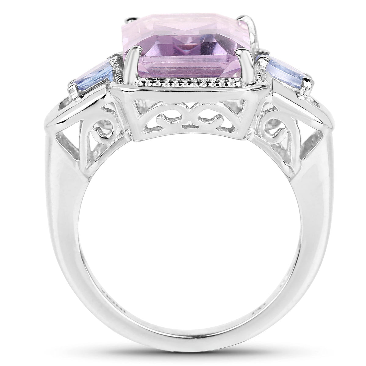 6.60 Carat Genuine Amethyst & Tanzanite .925 Sterling Silver Ring