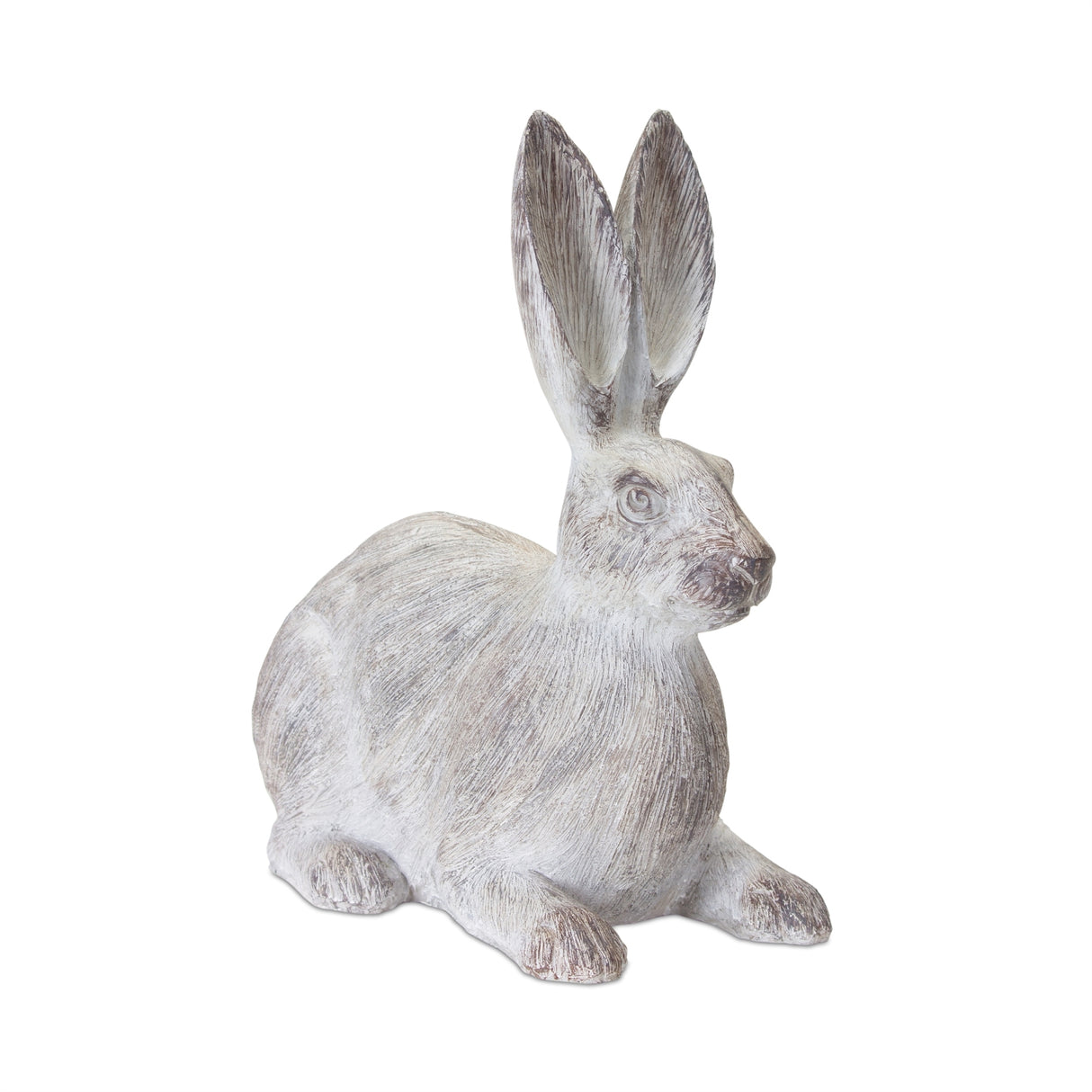White Washed Rabbit Statue (Set of 2)