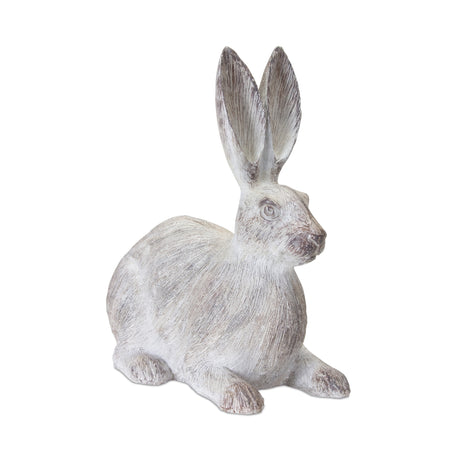White Washed Rabbit Statue (Set of 2)