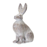White Washed Rabbit Statue (Set of 2)