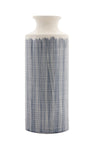 Terra cotta floor vase with navy criss cross pattern 24.75"h