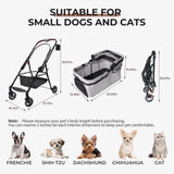 4-Wheel Foldable Pet Stroller for Dogs & Cats with 360° Rotating Wheels