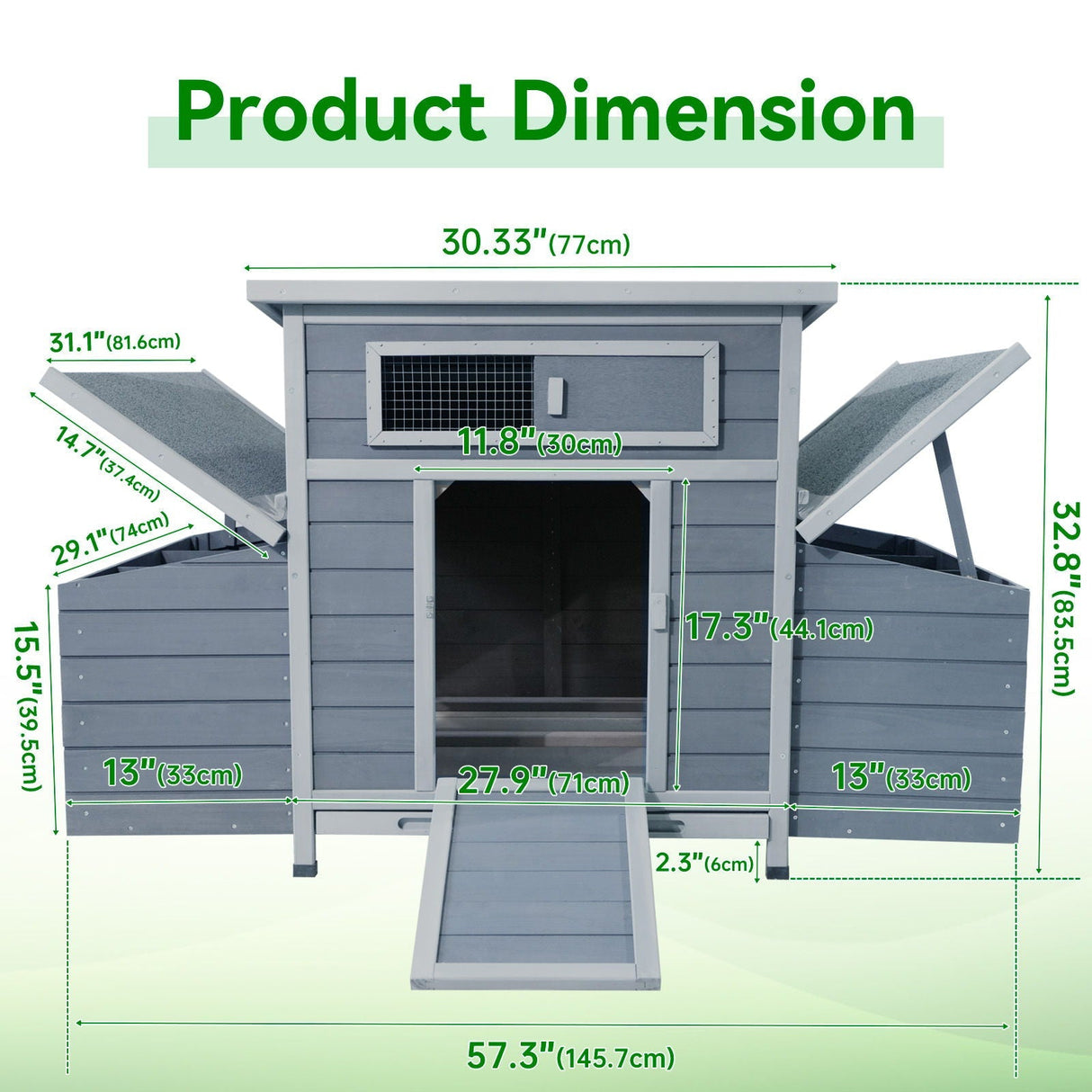 Large Chicken Coop Outdoor Hen House with Dual Nesting Boxes