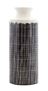 Terra cotta floor vase with black criss cross pattern 24.75"h
