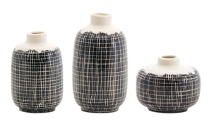 Mini-terra-cotta-bud-vase-with-criss-cross-pattern-(set-of-6)-Vases