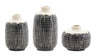 Mini terra cotta bud vase with criss cross pattern (set of 6)