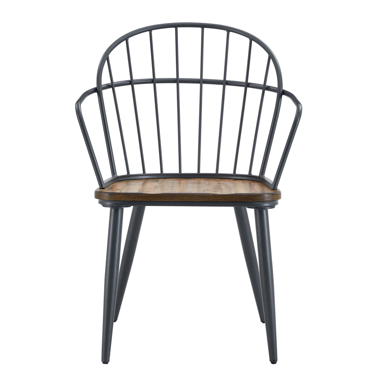 Industrial Inspired Indoor Dining Chair With Metal Legs And Birch (Set of 2) - Black / Natural
