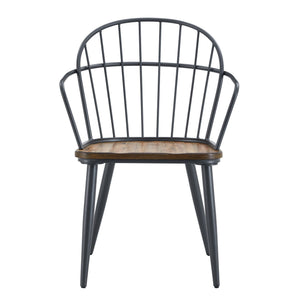 Contemporary Indoor Dining Set With Metal Legs, Birch, And Metal - Black / Natural