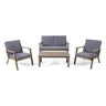 Avacyn Outdoor Acacia Wood 4-Seater Chat Set with Cushions