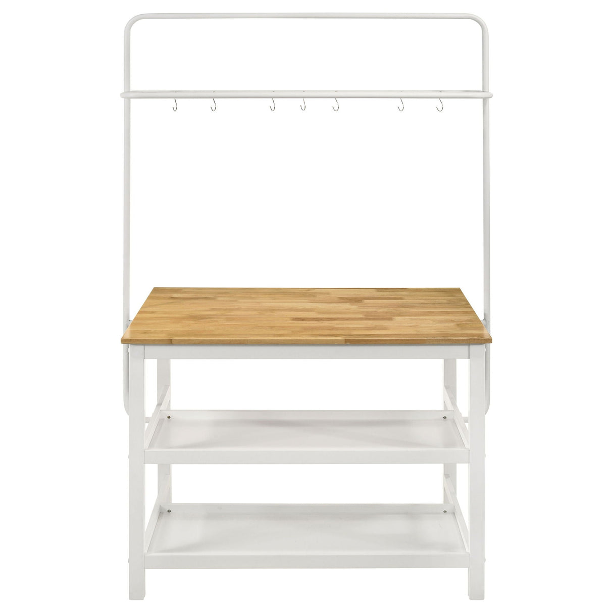 Cowichan - Kitchen Island Counter Table With Pot Rack - White