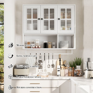 3 Door Wall Cabinet With Glass Door And Towel Bar