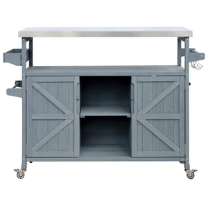 K&K Outdoor Kitchen Island, Rolling Bar Cart & Storage Cabinet