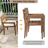 U_Style 7 Pieces Acacia Wood Outdoor Dining Set with Cushions