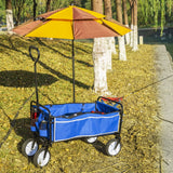 Folding Wagon Garden Shopping Beach Cart (Blue)