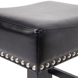 Soltique - Backless Dining Counter Stool With Nailhead Trim (Set of 2)