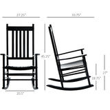 Outsunny outdoor rocking chair, patio wooden rocking chair with smooth armrests, high back for garden, balcony, porch, supports up to 352 lbs., black