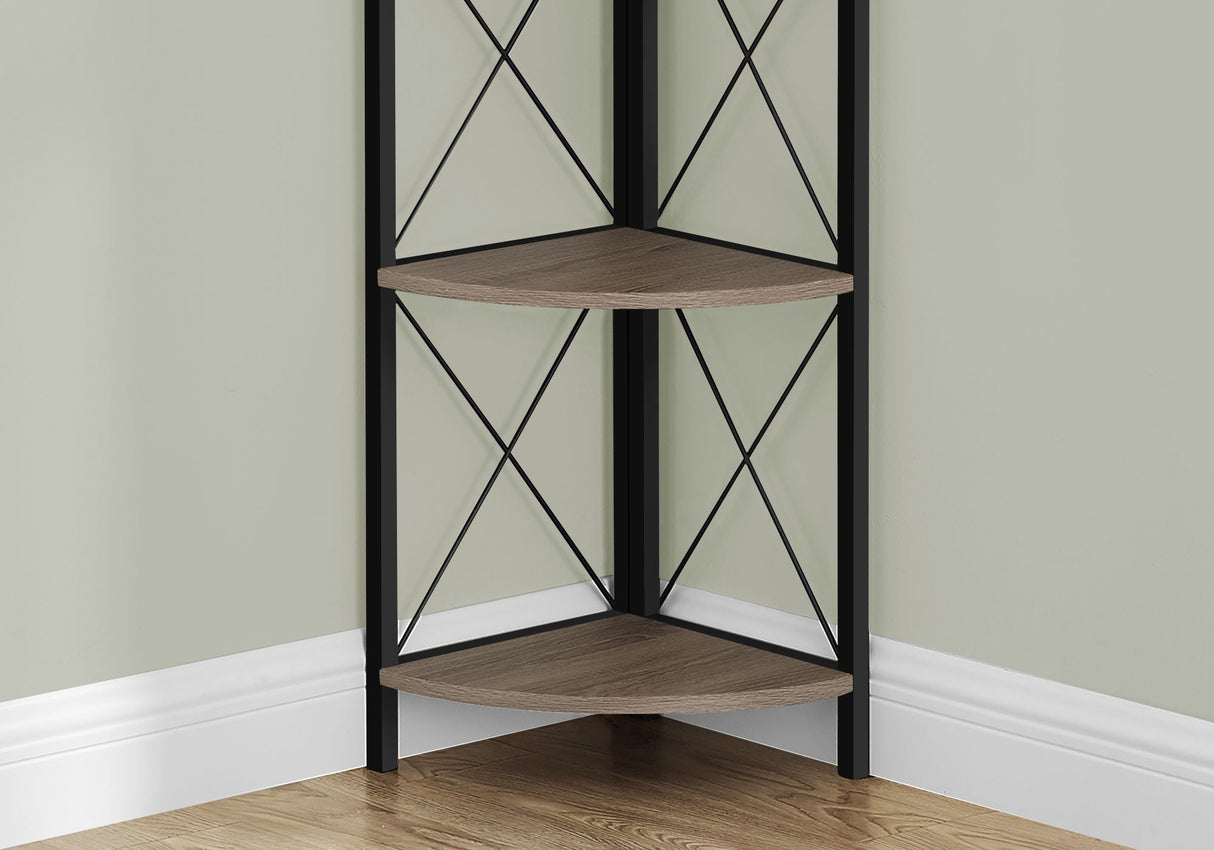 4-Tier Corner Bookshelf with Marble Look and Metal Frame
