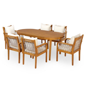 7-Piece Outdoor Acacia Wood Dining Set