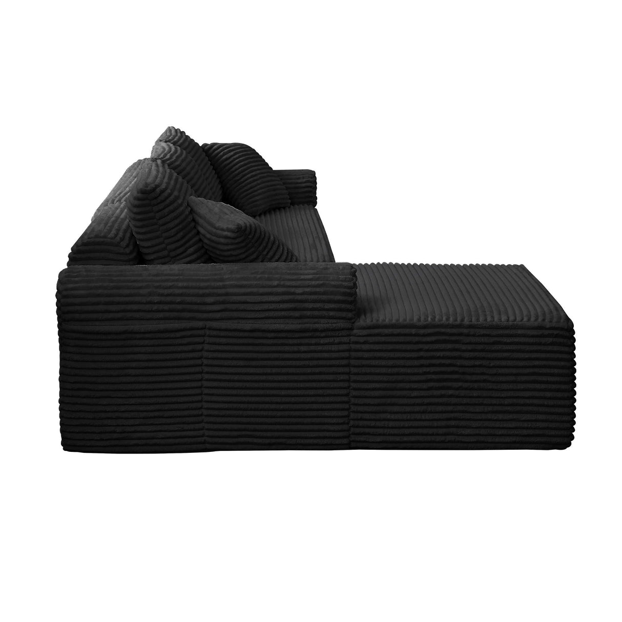 Modular Sectional With Arched Armrests, Includes 3 Back Cushions & 2 Throw Pillows