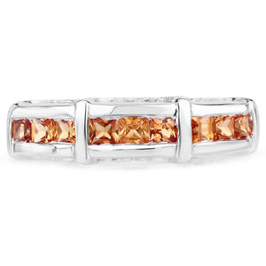 1.08 Carat Genuine Orange Sapphire .925 Sterling Silver Ring