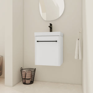 18" Floating Wall-Mounted Bathroom Vanity with Ceramic Sink